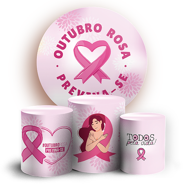 KIT Redondo e Trio - Outubro Rosa - Sublimado 3D