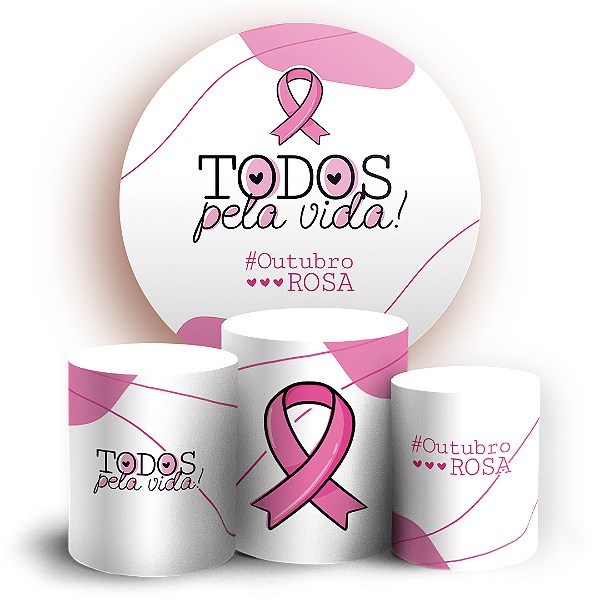 Capas Painel Redondo e Trio Cilindro Sublimado - Outubro Rosa