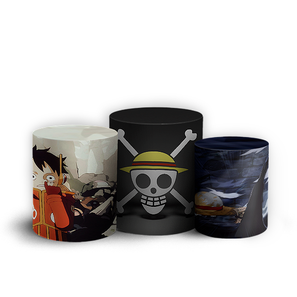 Capas Trio Cilindro Sublimado Vest Facil - Luffy One Piece