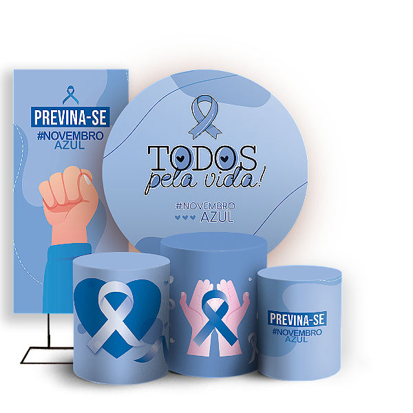KIT Redondo Trio e Faixa - Novembro Azul - Sublimado 3D