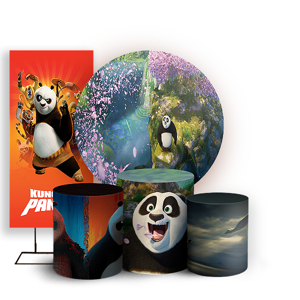 KIT Redondo Trio e Faixa - Kung Fu Panda - Sublimado 3D