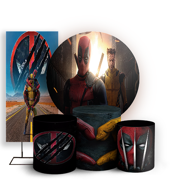 KIT Redondo Trio e Faixa - Deadpool e Wolverine - Sublimado 3D