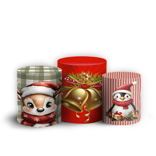 Trio Cilindro - Natal - Sublimado 3D + Elástico