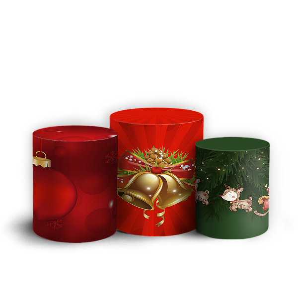 Trio Cilindro - Natal - Sublimado 3D + Elástico