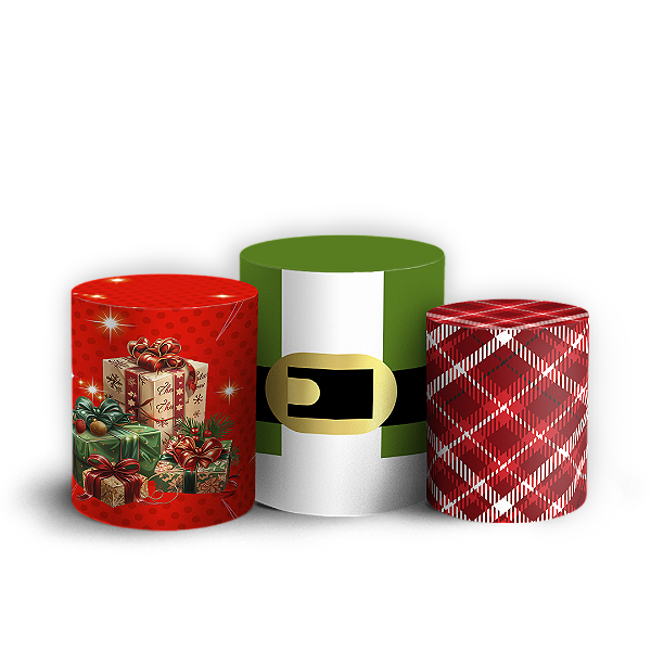 Trio Cilindro - Natal - Sublimado 3D + Elástico