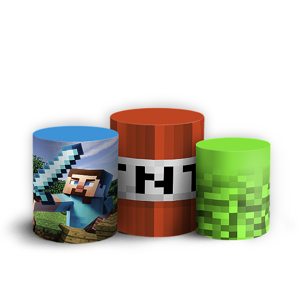 Trio Cilindro - Minecraft - Sublimado 3D + Elástico