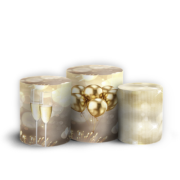 Capas Trio Cilindro Sublimado Vest Facil - Ano Novo