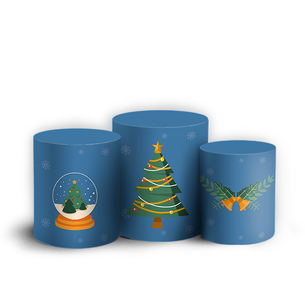 Trio Cilindro - Natal - Sublimado 3D + Elástico