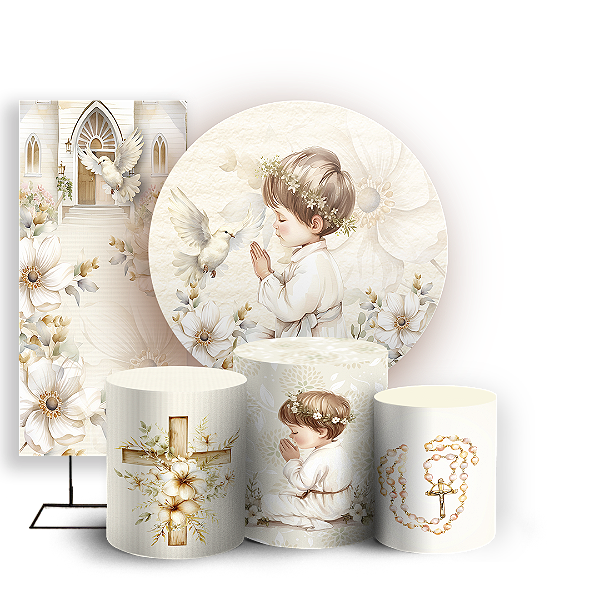 KIT Redondo Trio e Faixa - Batizado - Sublimado 3D