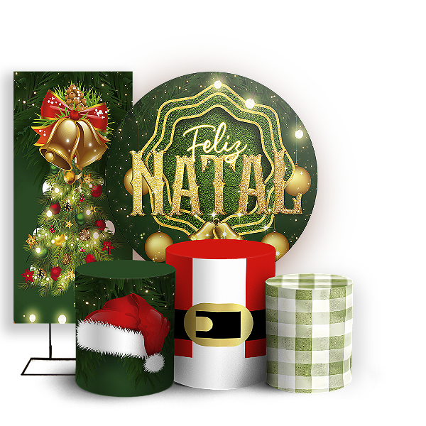 Capas Painel Redondo Trio Cilindro e Faixa Lateral Sublimado - Natal