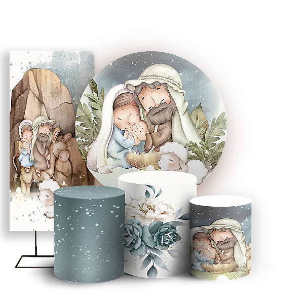 Capas Painel Redondo Trio Cilindro e Faixa Lateral Sublimado - Natal