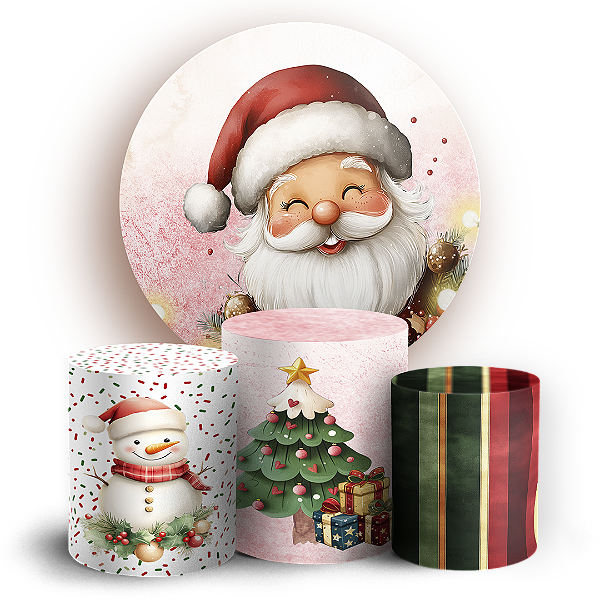 Capas Painel Redondo e Trio Cilindro Sublimado - Natal