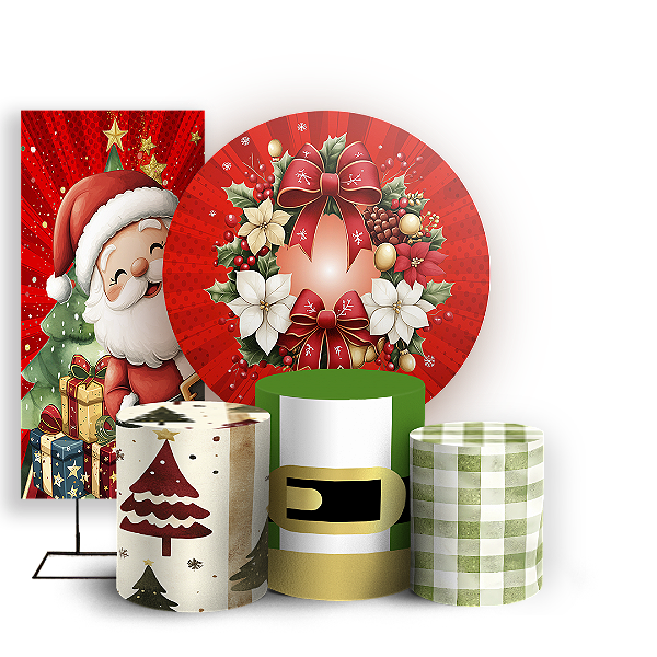 KIT Redondo Trio e Faixa - Natal - Sublimado 3D