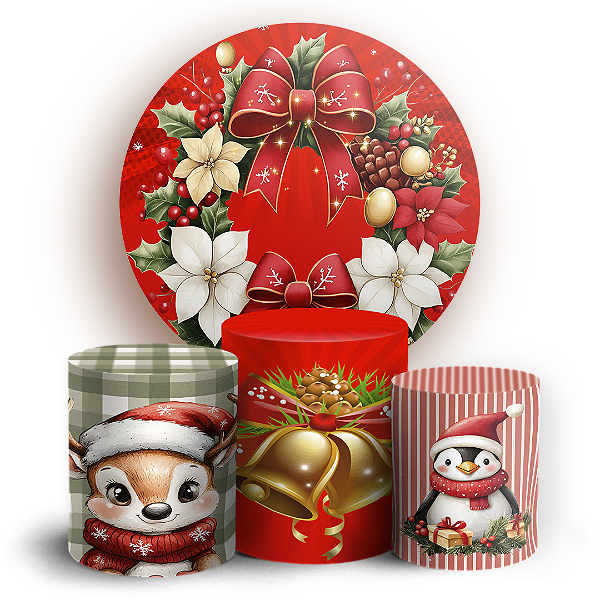 Capas Painel Redondo e Trio Cilindro Sublimado - Natal