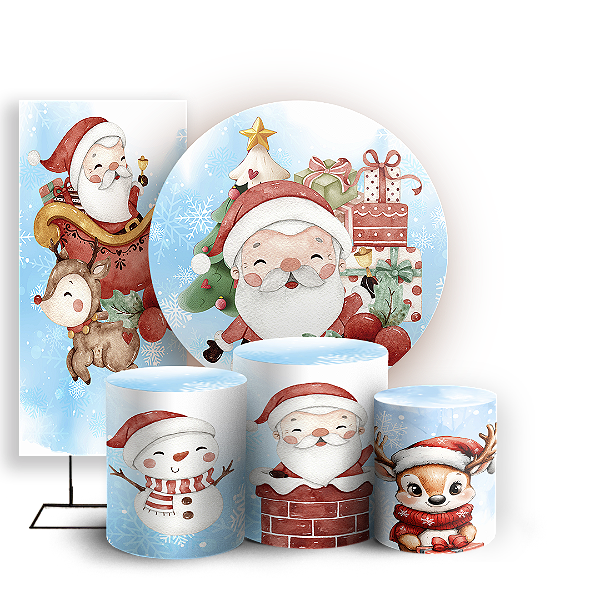 Capas Painel Redondo Trio Cilindro e Faixa Lateral Sublimado - Natal