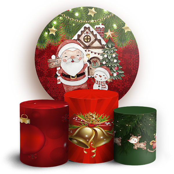 Capas Painel Redondo e Trio Cilindro Sublimado - Natal