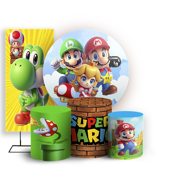 KIT Redondo Trio e Faixa - Super Mario - Sublimado 3D