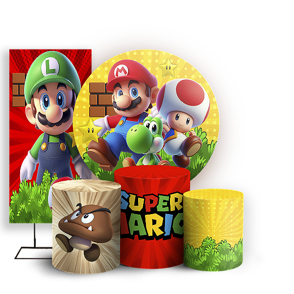 KIT Redondo Trio e Faixa - Super Mario - Sublimado 3D