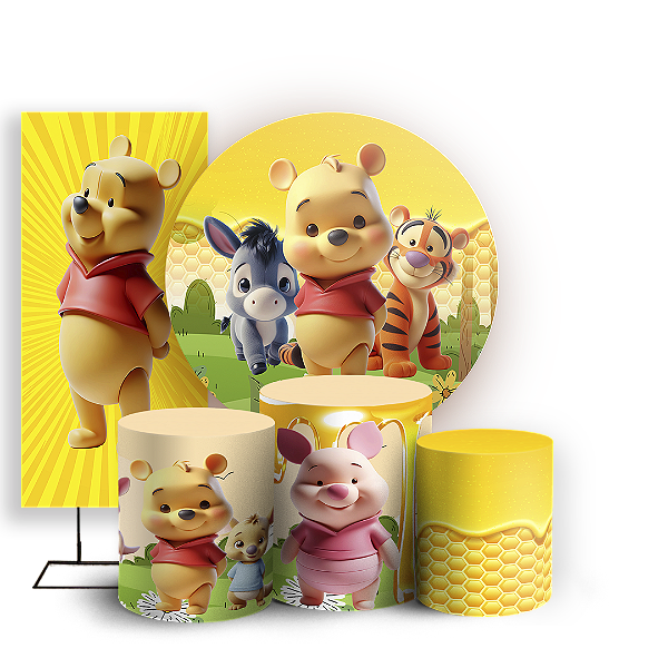 KIT Redondo Trio e Faixa - Ursinho Pooh - Sublimado 3D