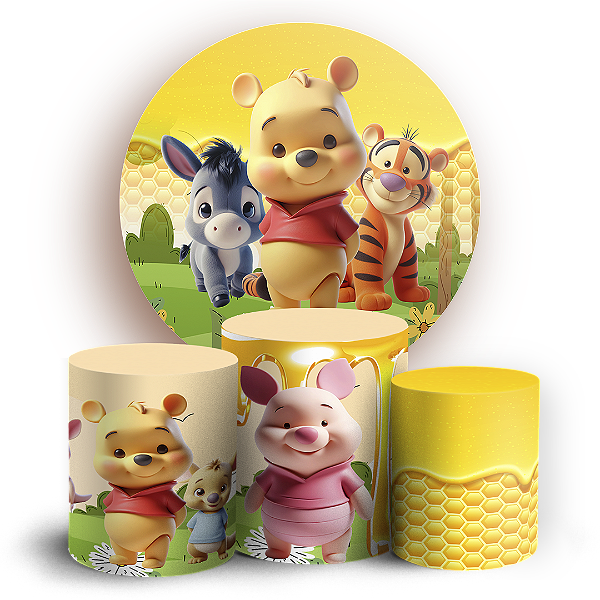 KIT Redondo e Trio - Ursinho Pooh - Sublimado 3D