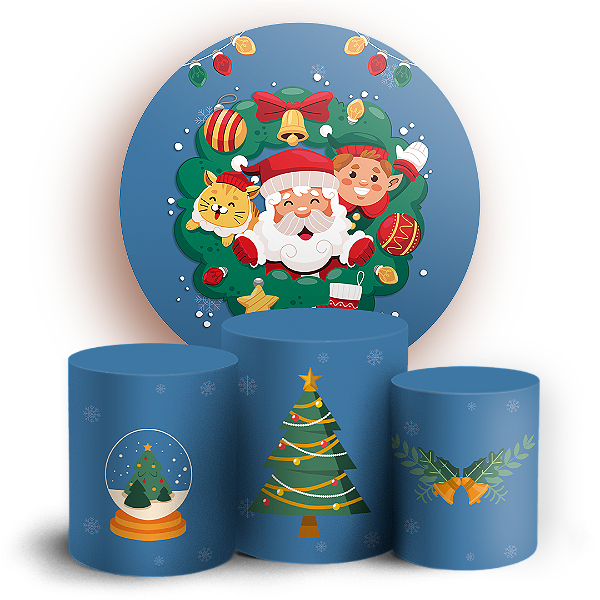 Capas Painel Redondo e Trio Cilindro Sublimado - Natal