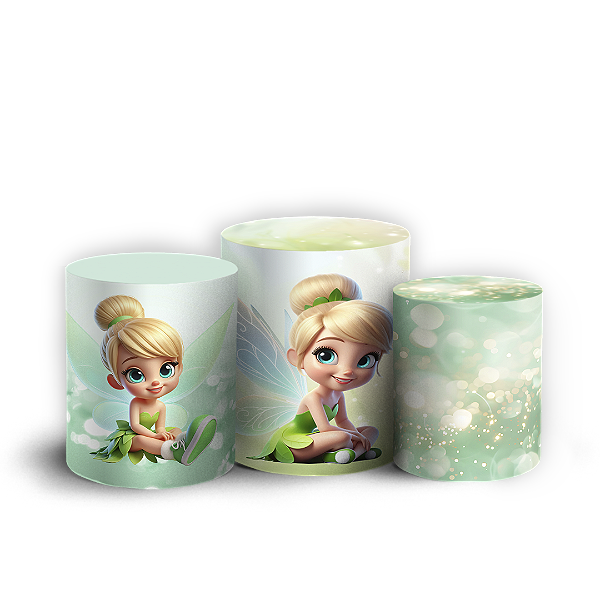 Capas Trio Cilindro Sublimado Vest Facil - Tinker Bell Sininho