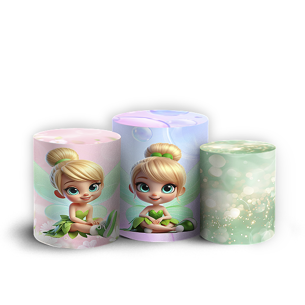 Capas Trio Cilindro Sublimado Vest Facil - Tinker Bell Sininho