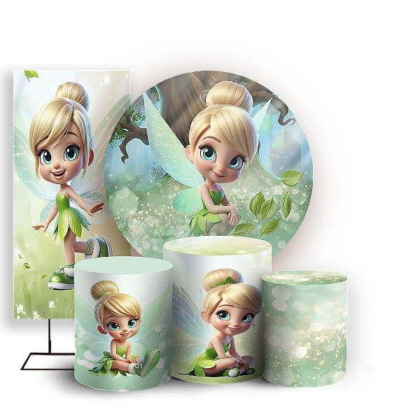 KIT Redondo Trio e Faixa - Tinker Bell Sininho - Sublimado 3D