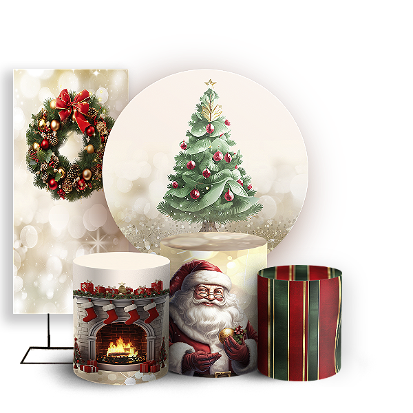 KIT Redondo Trio e Faixa - Natal - Sublimado 3D