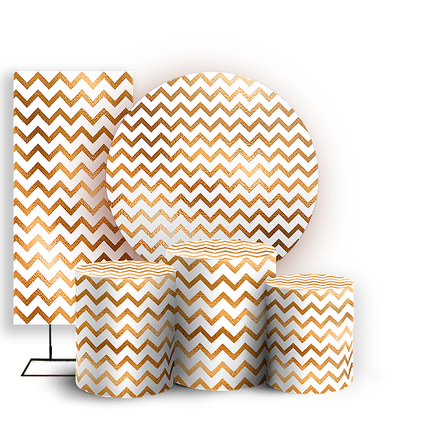 KIT Redondo Trio e Faixa - Fundo Chevron Zig Zag - Sublimado 3D