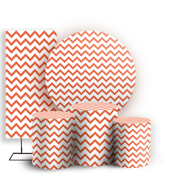 KIT Redondo Trio e Faixa - Fundo Chevron Zig Zag - Sublimado 3D