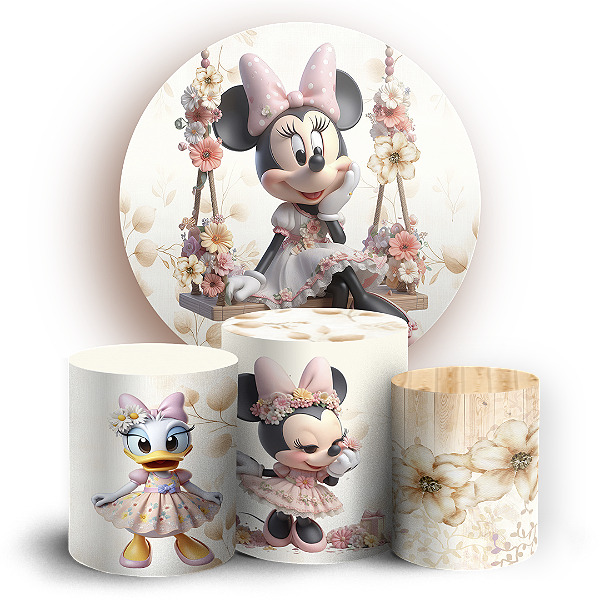 KIT Redondo e Trio - Minnie Jardim - Sublimado 3D