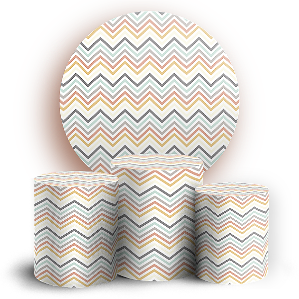 KIT Redondo e Trio - Fundo Chevron Zig Zag - Sublimado 3D