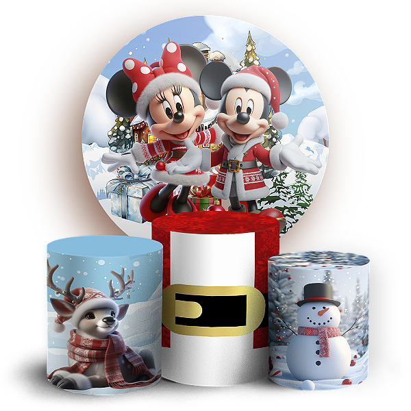 KIT Redondo e Trio - Mickey Natal - Sublimado 3D