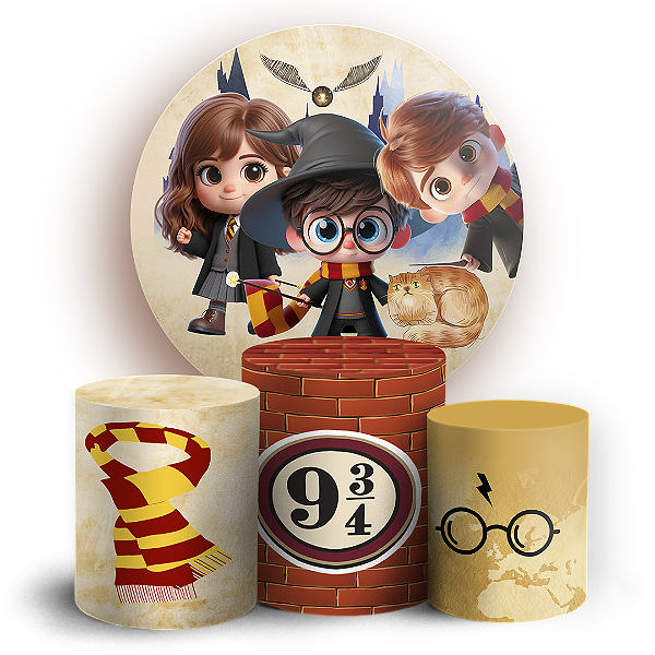 KIT Redondo e Trio - Harry Potter - Sublimado 3D