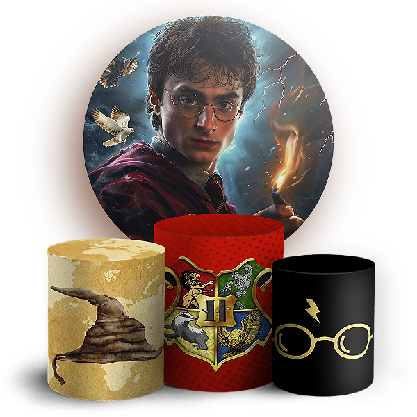 KIT Redondo e Trio - Harry Potter - Sublimado 3D