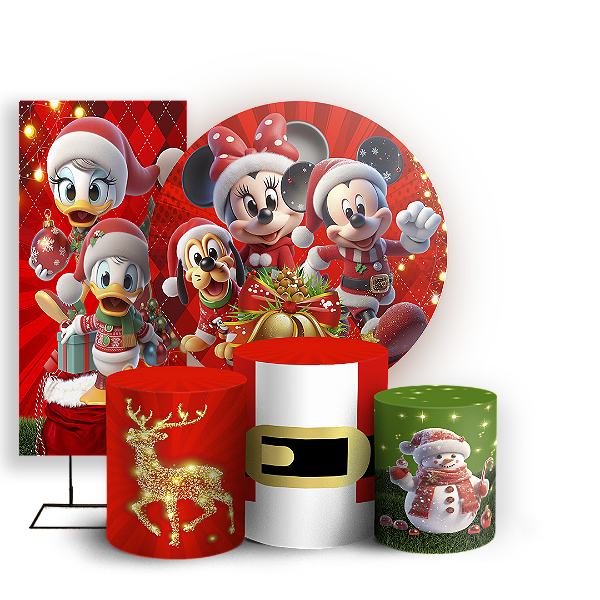 KIT Redondo Trio e Faixa - Mickey Natal - Sublimado 3D