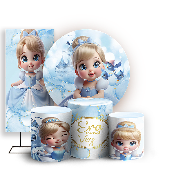 KIT Redondo Trio e Faixa - Cinderela - Sublimado 3D