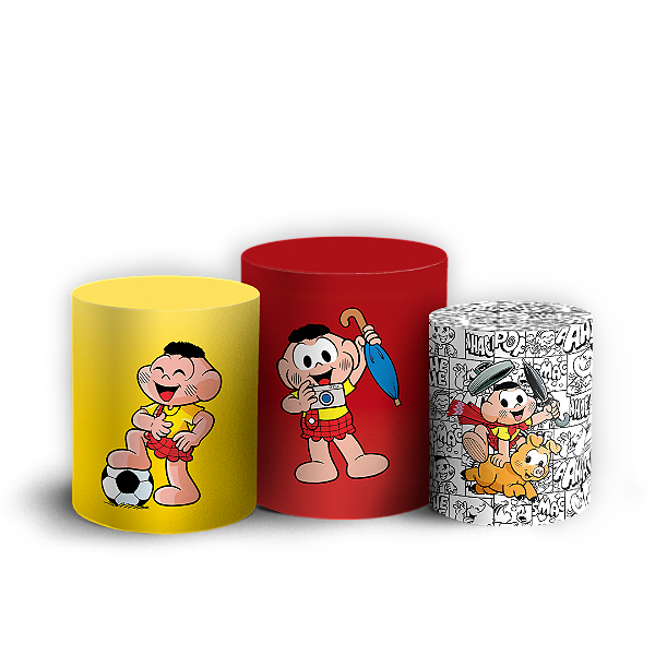Capas Trio Cilindro Sublimado Vest Facil - Cascão Turma da Monica