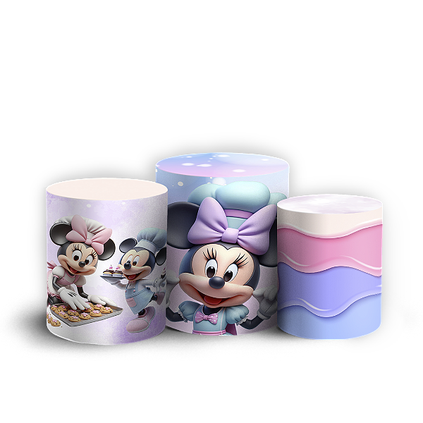 Capas Trio Cilindro Sublimado Vest Facil - Minnie Confeitaria