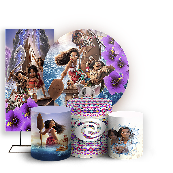 KIT Redondo Trio e Faixa - Moana - Sublimado 3D