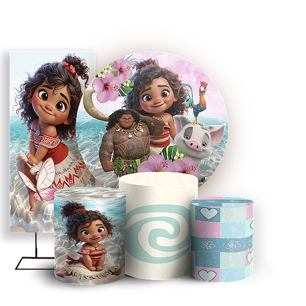 KIT Redondo Trio e Faixa - Moana - Sublimado 3D