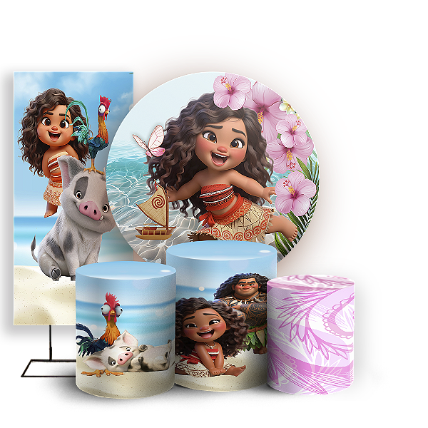 KIT Redondo Trio e Faixa - Moana - Sublimado 3D