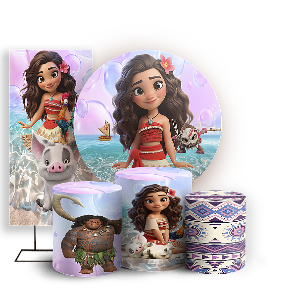 KIT Redondo Trio e Faixa - Moana - Sublimado 3D