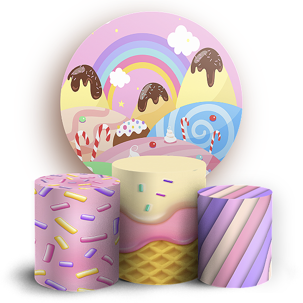 KIT Redondo e Trio - Doces Confeitaria - Sublimado 3D