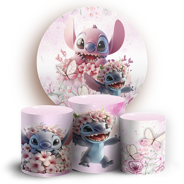 KIT Redondo e Trio - Stitch Rosa - Sublimado 3D