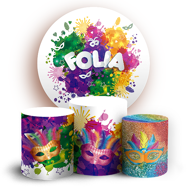 Capas Painel Redondo e Trio Cilindro Sublimado - Carnaval