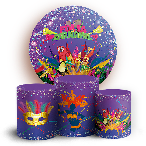 Capas Painel Redondo e Trio Cilindro Sublimado - Carnaval