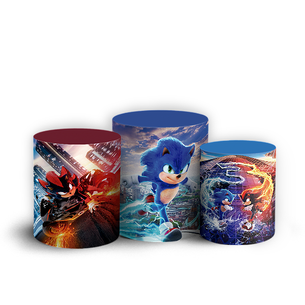 Capas Trio Cilindro Sublimado Vest Facil - Sonic Shadow