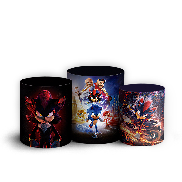 Capas Trio Cilindro Sublimado Vest Facil - Sonic Shadow